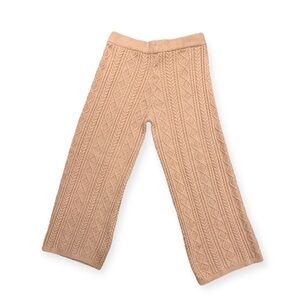 Miss Selfridge Cable Wide Leg Knit/Sweater Pants in Dusty Pink - Size L (12-14)